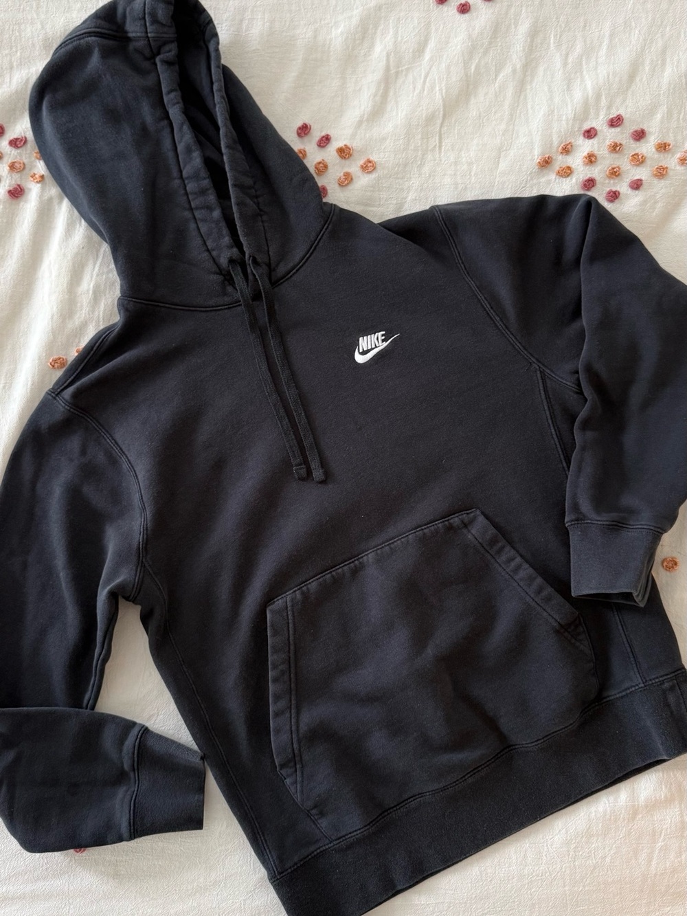 Nike Women’s Black Crewneck Hoodie with White Logo
